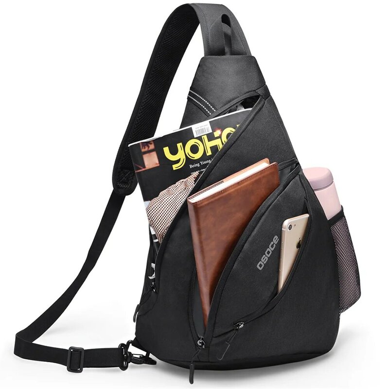 OSOCE Unisex Paquete de pecho de Color Hit correa de hombro mochila Crossbody bolsas para Mujeres Hombres Sling hombro bolsa de viaje deporte