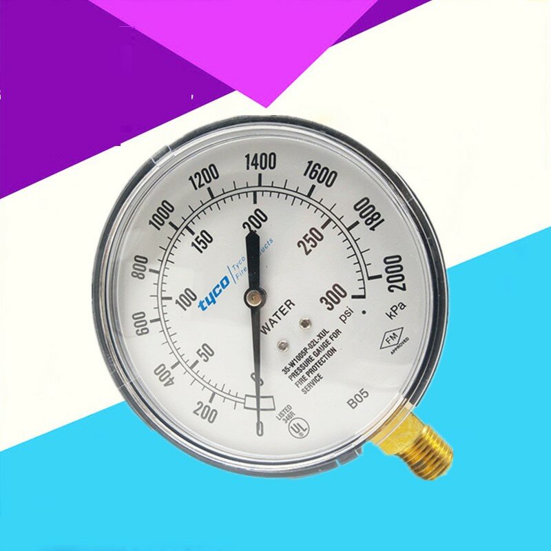 Fogo medidor de pressão de água fogo calibre de pressão 35-w1005p-02l-xul 300psi