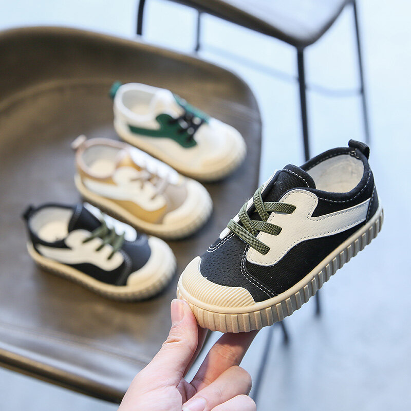 Парусиновая обувь для маленьких девочек и мальчиков; Коллекция 2021 года; Сезон осень; Обувь для малышей с мягкой подошвой; Нескользящая детская повседневная обувь; Детские кроссовки