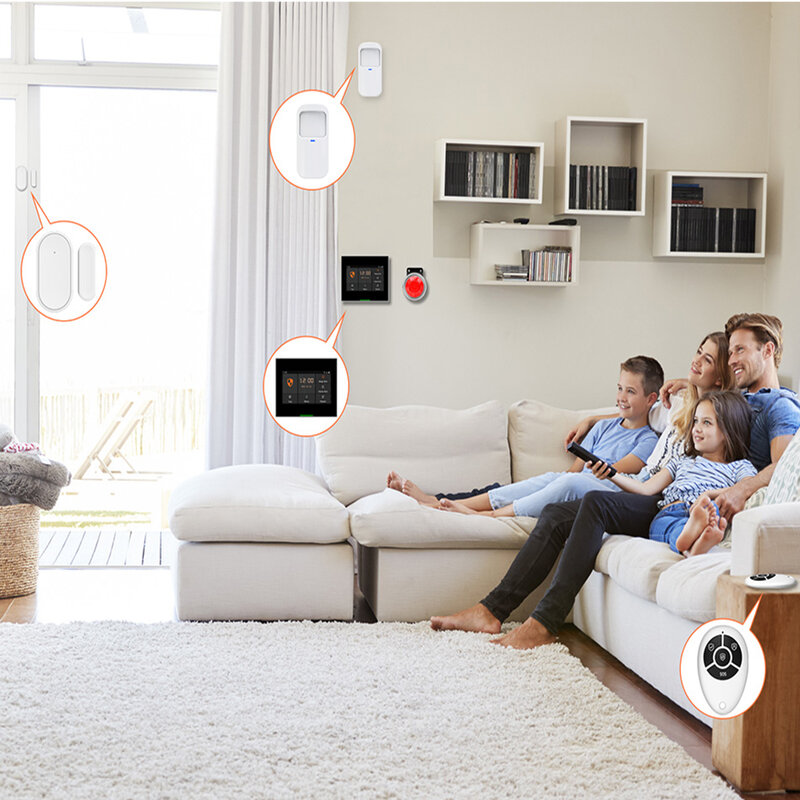 Staniot WIFI версии Tuya Интеллектуальные беспроводные комплекты охранной сигнализации для дома с Wi-Fi , Совместимость с Alexa и Google Home , С русским интерфейсом, Поддержка приложений IOS и Android