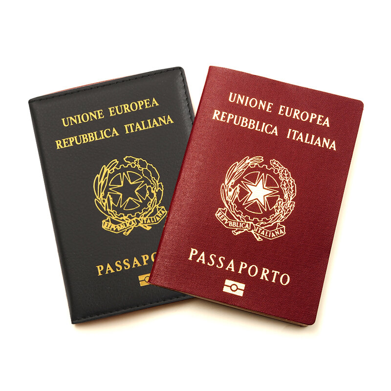 Top Quality Italy Passport Cover Women Travel Italian Passport Case Pu Leather Black Cover for Passport Travel Passport Holder
