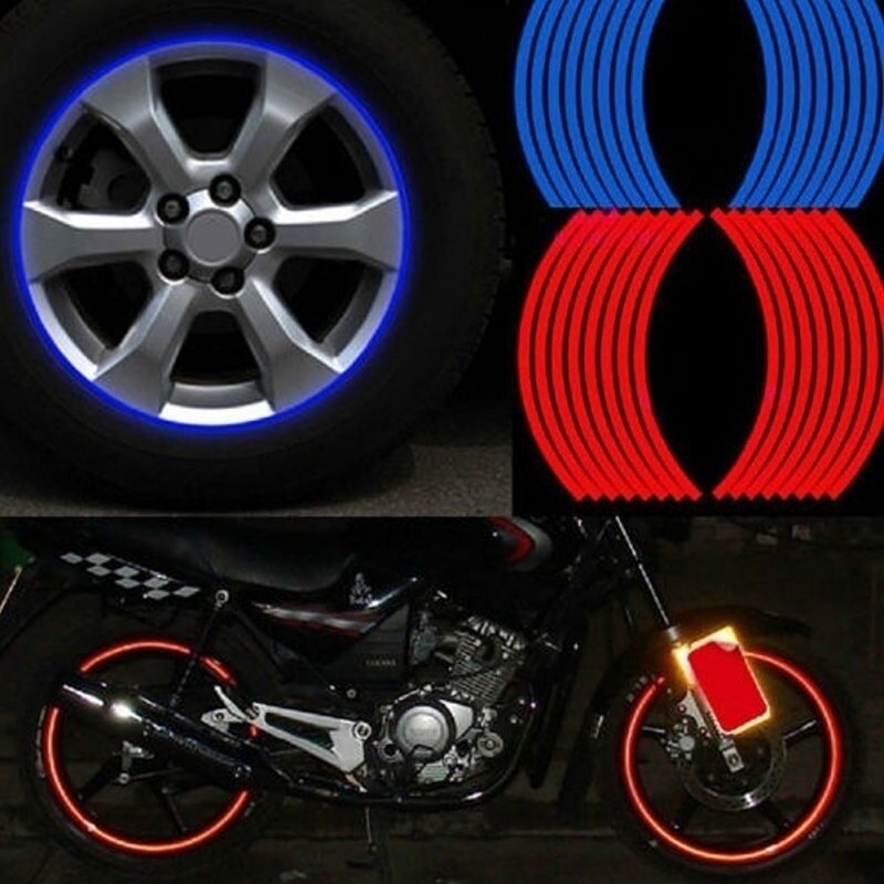 قوية لزجة 16 شرائط عاكسة موتوكروس الدراجة موتور ملصقا ل 14 "18" دراجة نارية السيارات عجلة حافة موتو سيارة التصميم
