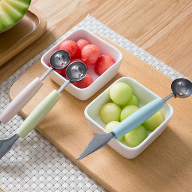 Akcesoria kuchenne dwugłowicowy nóż do rzeźbienia ze stali nierdzewnej owoce arbuz lody Baller Scoop stosy łyżka gadżety domowe