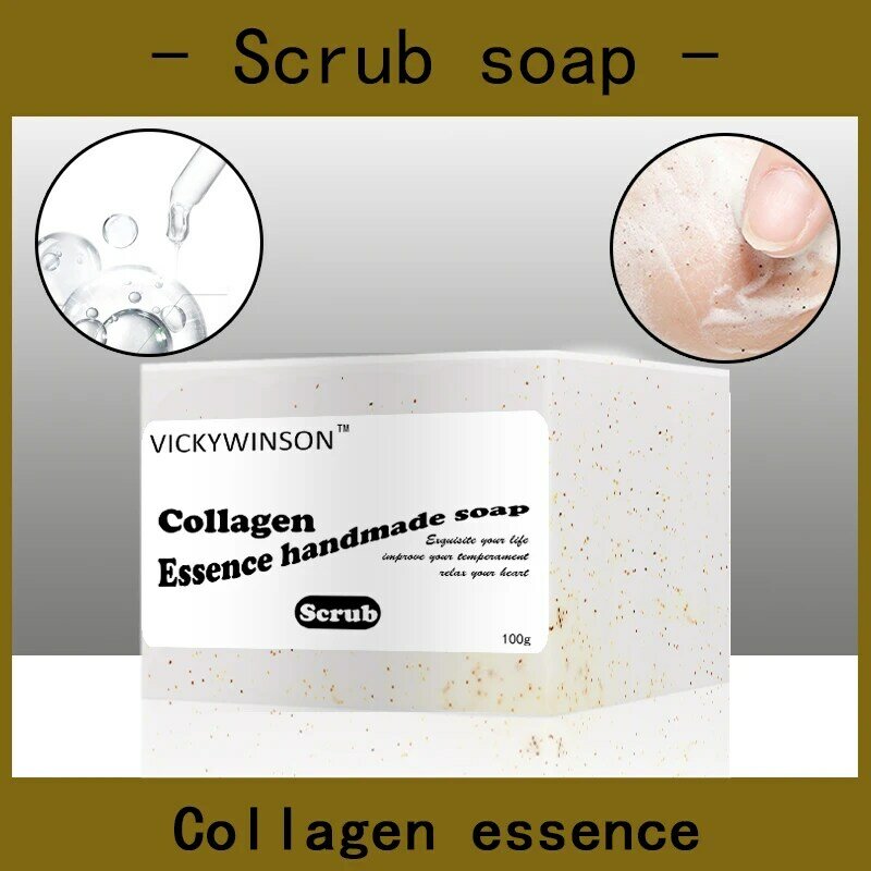 Jabón exfoliante de esencia de colágeno, jabón hecho a mano de 100g, jabones de aminoácidos naturales, antiacné, poros, reafirmante facial, Blanqueador