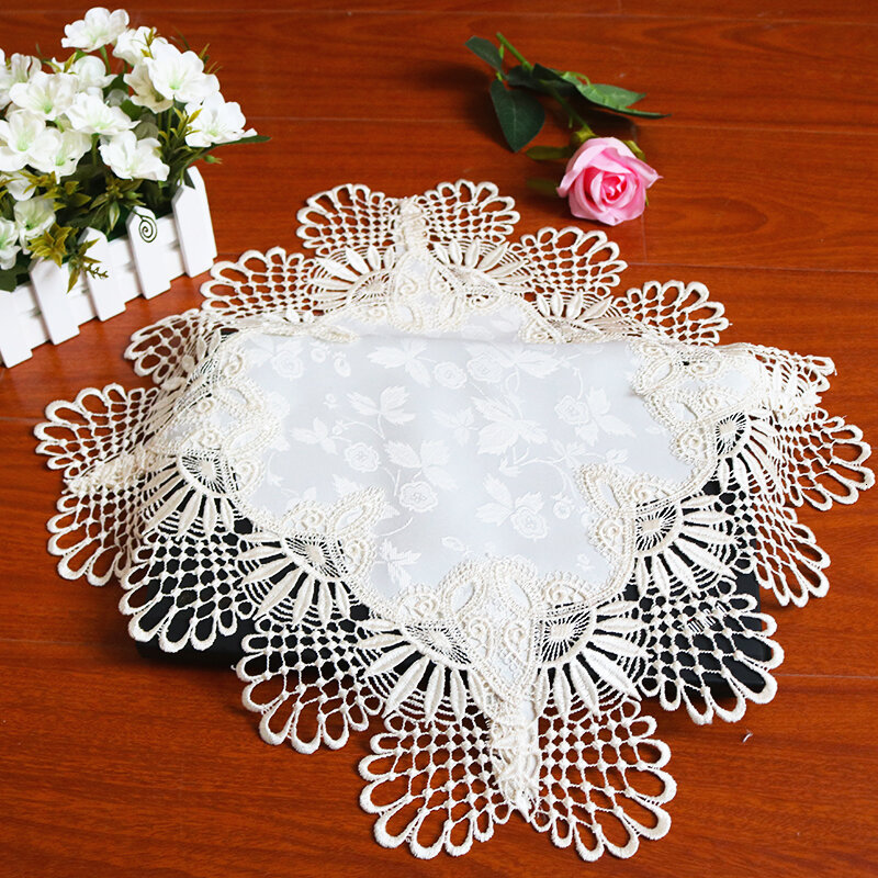 Modern Fashion Brocade Water Soluble Embroidery Simple Placemat Coaster Balcony Coffee Table Mat Bakeware Furniture Decoration