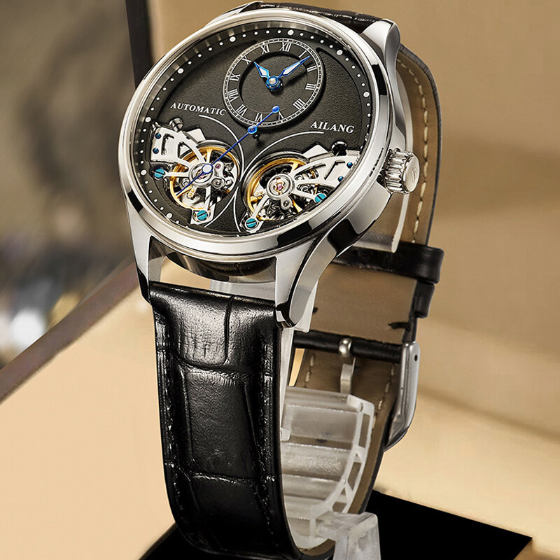 AILANG-Reloj de pulsera para hombre, accesorio masculino de pulsera resistente al agua con mecanismo automático de movimiento, complemento mecánico de marca de lujo con diseño romano, estilo Steampunk, novedad de 2022