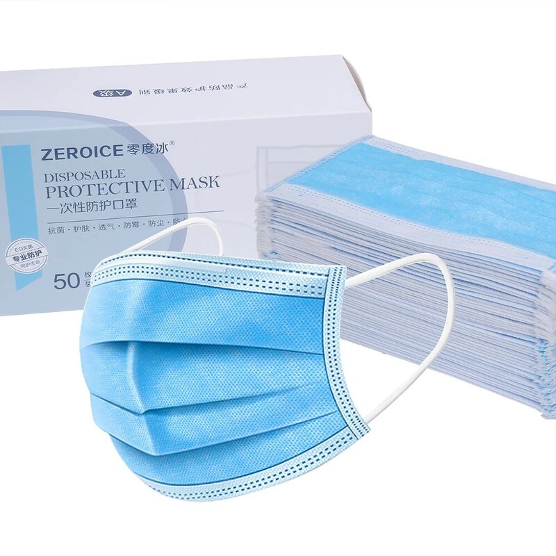 50/100pcs Disposable Protect Non-woven Medical Face Masks Anti-Pollution 3 Ply Filter Safety Dust 3 Colors Mask Surgical Mask