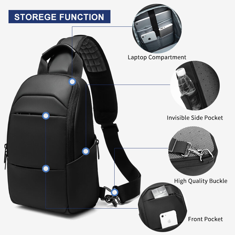 OZUKO Мужская водонепроницаемая сумка через плечо, Высококачественная Мужская сумка через плечо, Короткая Повседневная сумка на лямках для 9,7-дюймового iPad, Новинка