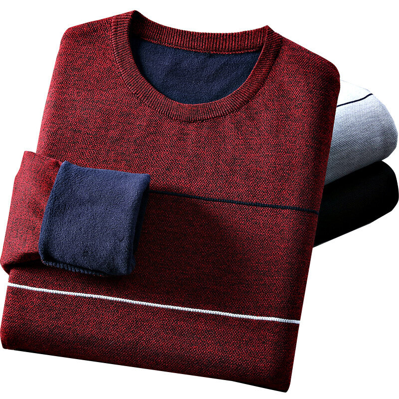 2020 invierno primavera Casual suéter de los hombres cuello redondo rayado Delgado ajuste Knittwear suéteres para hombres jerseys M-3XL