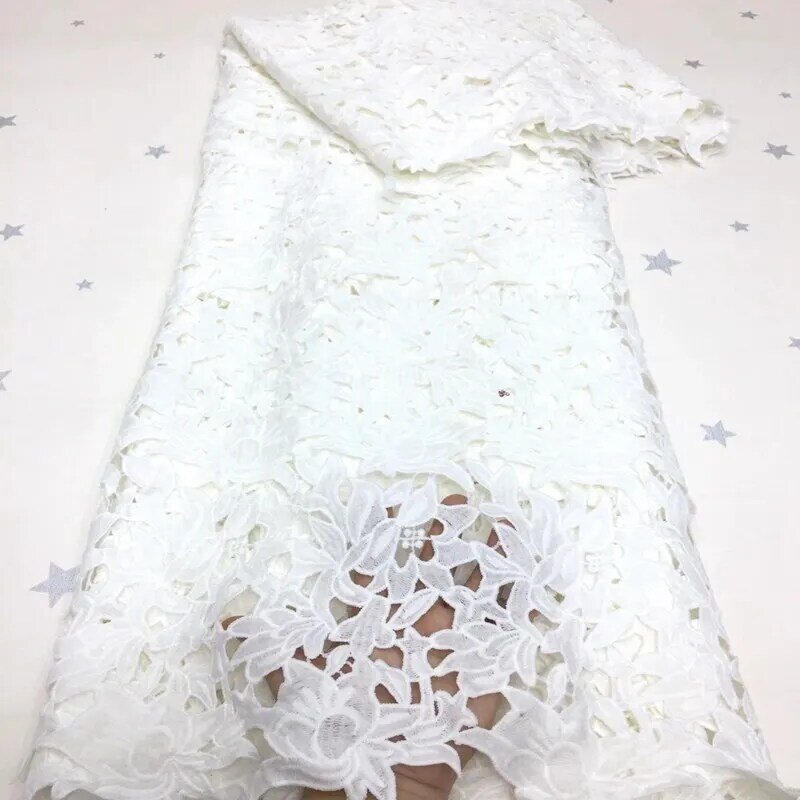 Latest Lace Fabric High Quality Nigeria Cord Lace Fabric African Guipure Cord Water Soluble Lace For Wedding Party  ML8901
