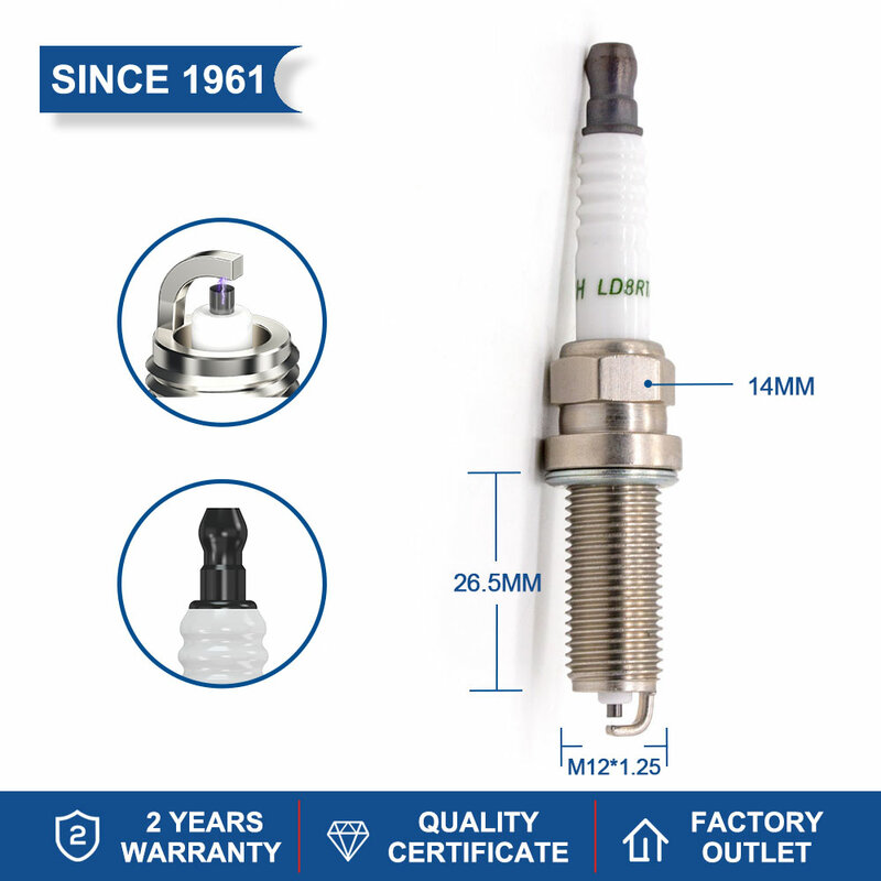 Brand New TORCH Spark Plug LD8RTA-9 Replacement Candle Champion REA6YC Brisk MR12YS-9 Engines Components 1PCS
