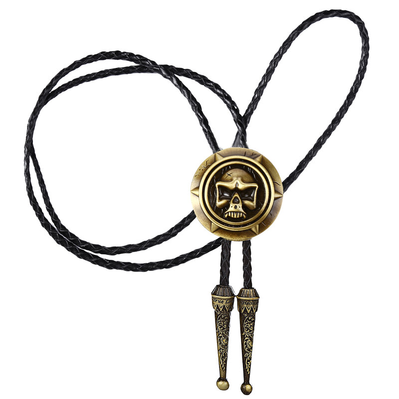 Man BOLO TIE Halloween gift leather collar rope ghost head stylish alloy TIE