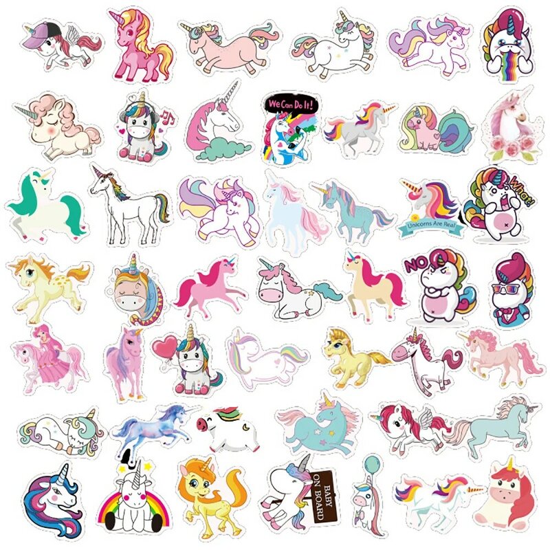 10/30/50PCS Cute Unicorn Waterproof Stickers Car Motorcycle Travel Luggage Phone Guitar Laptop Classic Toy Kid Cool Sticker Gift