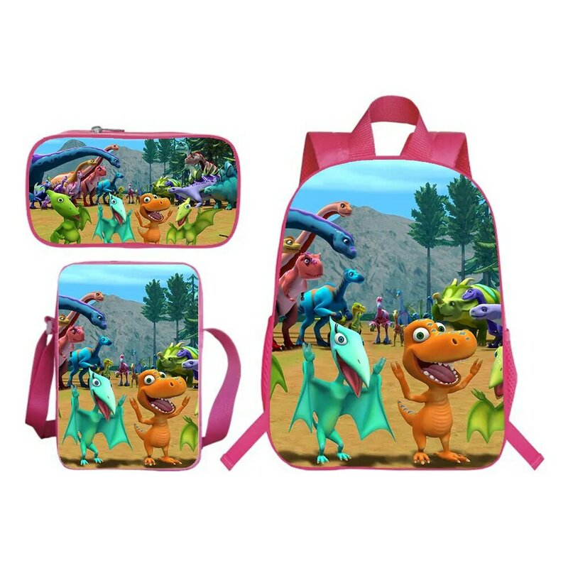 Zaino dinosauro 3D Set 3 pezzi (zaino + borsa shouder + borsa penna) borsa scuola ragazzo ragazza adolescenti Bookbag zaino regalo nuovo