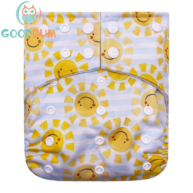 Goodbum 2020 ondas impresso lavável ajustável duplo gusset pano quadrado fralda para o bebê