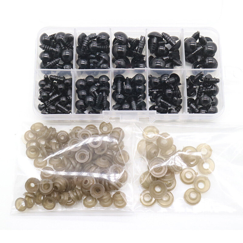 142 Stück schwarze Kunststoff-Sicherheits augen für Teddybär puppen Spielzeug Tier filzen 6-10mm Puppen auge Zubehör DIY Zubehör für Spielzeug