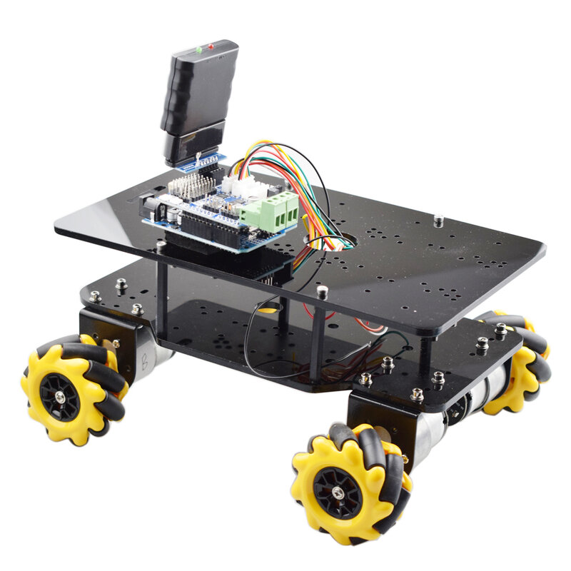 Doppio telaio 5KG carico Mecanum Wheel Robot Car Chassis Kit con motore cc 4 pezzi con Encoder di velocità per Arduino Raspberry Pi fai da te