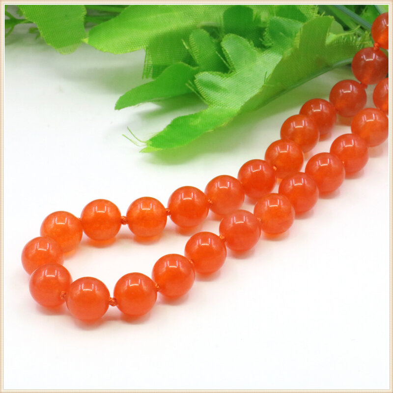 Colar redondo laranja jades calcedônia de 8 10mm, pedra natural, acessório com fecho para volante, design de fabricação de joias para mulheres