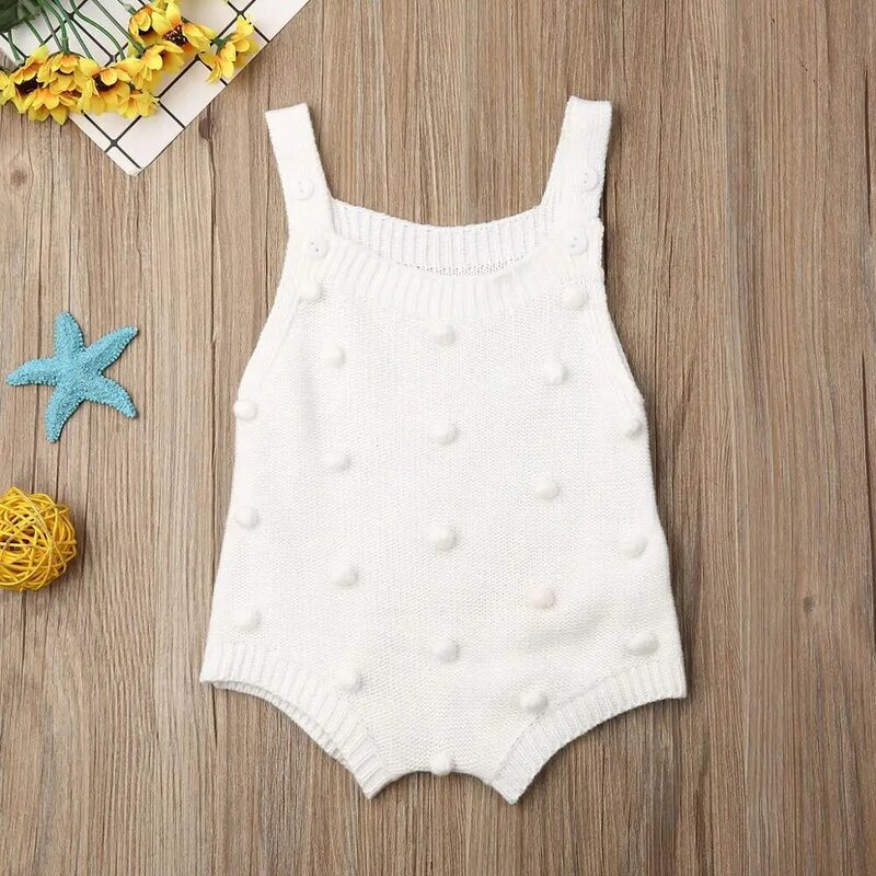 Frühling Neugeborenen Baby Kleidung Baby Junge Mädchen Strick Strampler Solid Overall Rüschen Sleeveless Einteiliges Kleidung