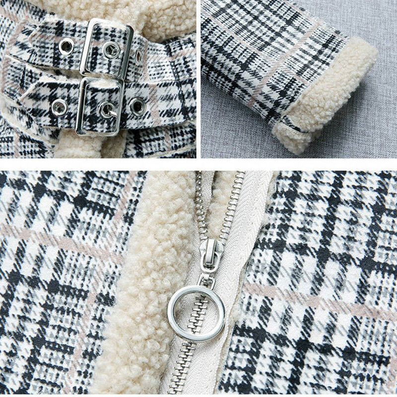 Nuovo cappotto di lana di lana di agnello invernale spesso più cappotto di cotone caldo di velluto cappotto di Parker a griglia lunga da donna Plus Size Trench freddi