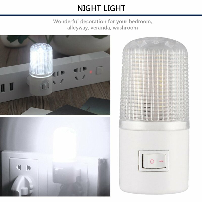 Lámpara de noche para el hogar, luz cálida de montaje en pared para dormitorio, luz de noche de 1W, 6 LED de 110V con enchufe estadounidense, lámpara de dormitorio de ahorro de energía