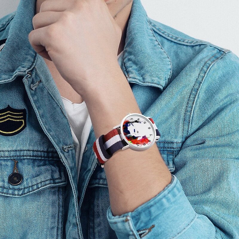 마이클 쿼츠 시계 십대 비즈니스 손목 시계, 아날로그 사진 깔끔한 손목 시계