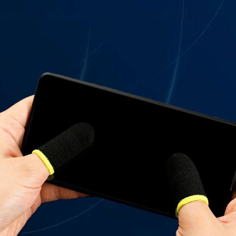 1 Pasang Sarung Tangan Gaming Jari Bersirkulasi Antiselip Lengan Jari Serat Karbon untuk Ponsel iPhone/An-droid/IOS/Tablet