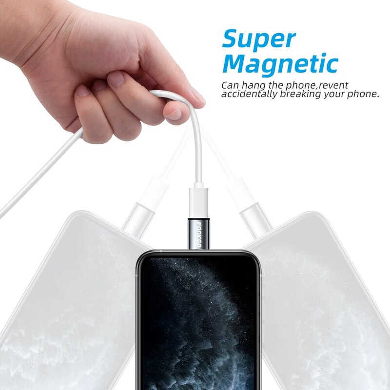 Fonken Magnetic Cable Connector Mobile Phone Cable Adapter Micro USB Magnetic Tips Magnet Charger Plug Type C Magnetic Adapter