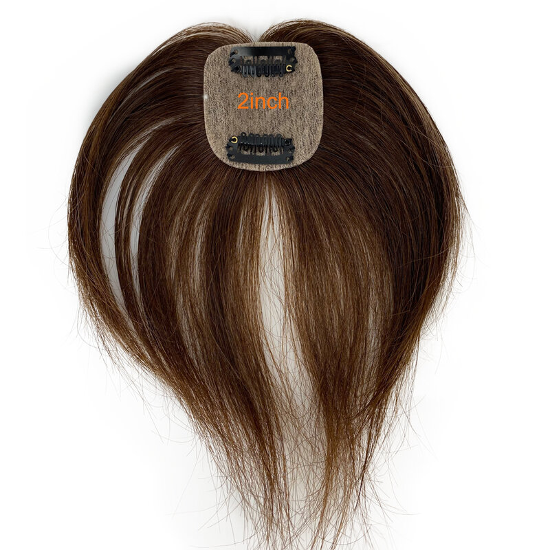 Topper de cabelo humano virgem para mulheres, franja para esconder careca, topper de coroa, cabelo branco, 4D Air Bangs, base de seda, 20cm
