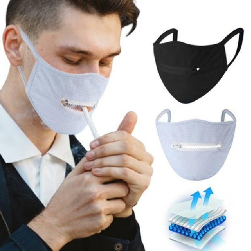 Unisex anti-uv máscaras de algodão zíper design à prova de poeira anti-haze ciclismo ao ar livre capa de rosto impressão adulto mulher homem máscara zip