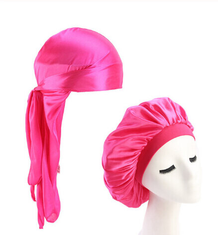 غطاء رأس Durag حريري طويل الذيل للرجال والنساء ، قبعة علاج كيماوي مريحة ، للجنسين