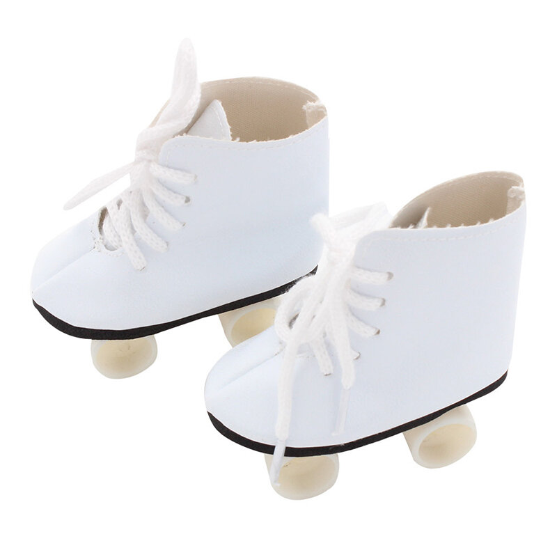 새로운 스타일 핑크 화이트 인형 수제 스케이트 신발, 43cm 태어난 아기 인형 부츠, 18 인치 인형 신발, 어린이 최고의 생일 선물