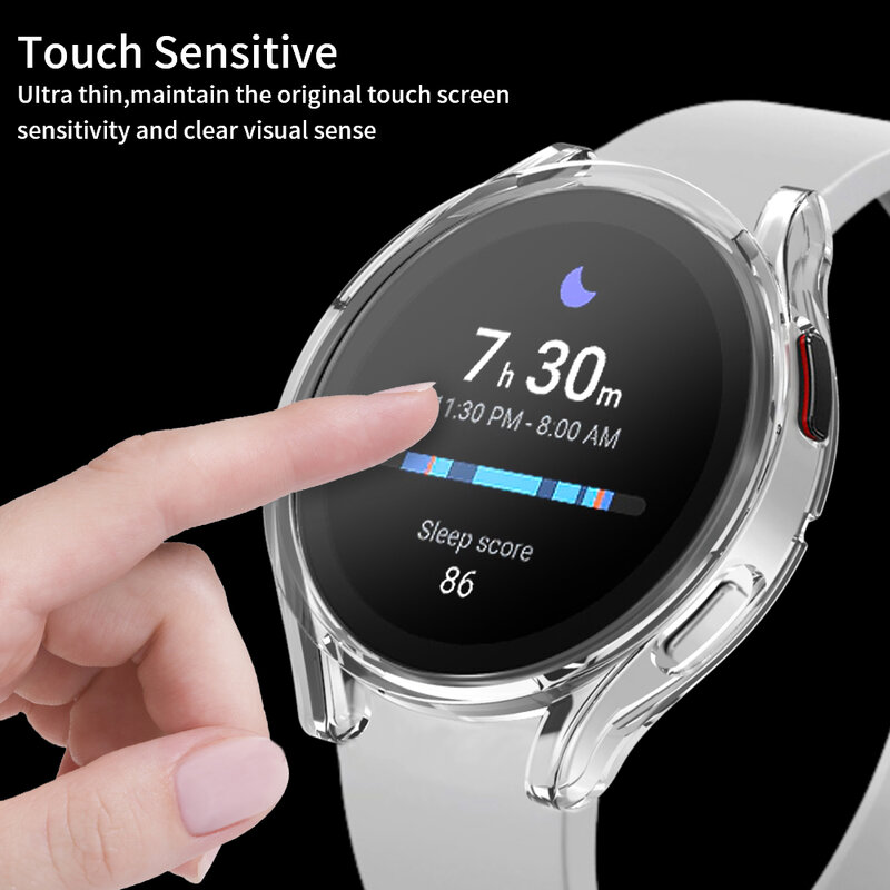 Uhrengehäuse für Samsung Galaxy Watch 4/5/6 40 mm 44 mm Displayschutzfolie TPU Rundum-Stoßfänger-Schutzhülle für Samsung Galaxy Watch 6 40mm 44mm Case
