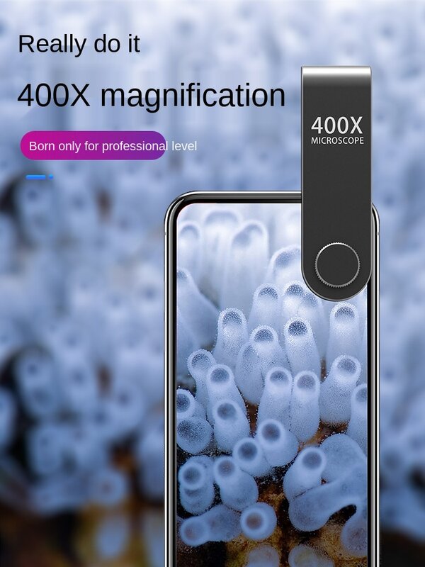 Microscópio do telefone celular 400 vezes ampliação portátil hd profissional câmera externa biológica universal