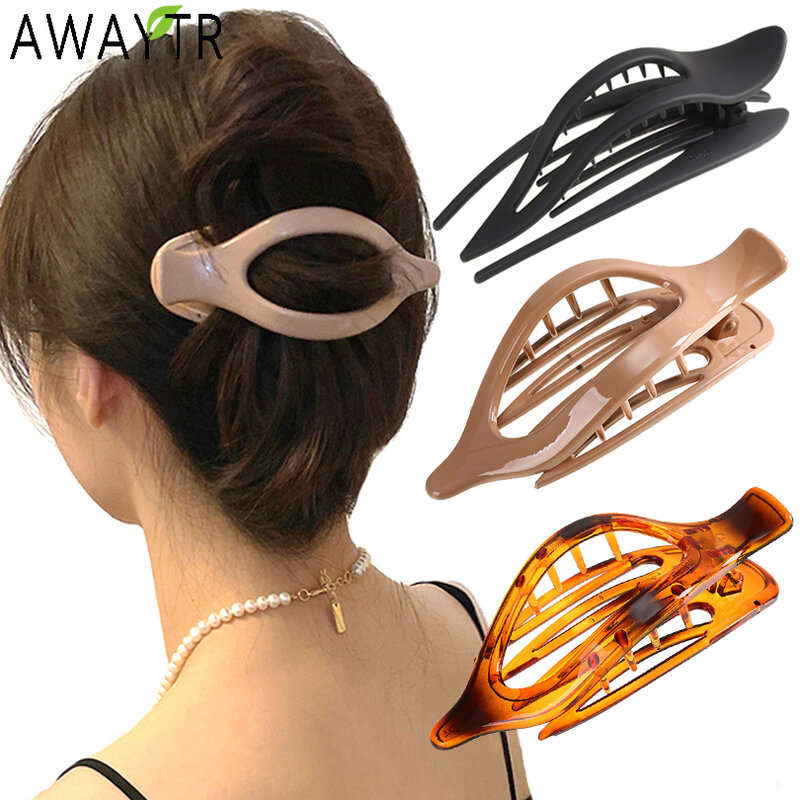 AWAYTR Hair Claw Clip Barrette Duckbill for Women Fashion Crab Acrylic Hairpin Ponytail Hairgrip Girls Hair Accessories Headwear