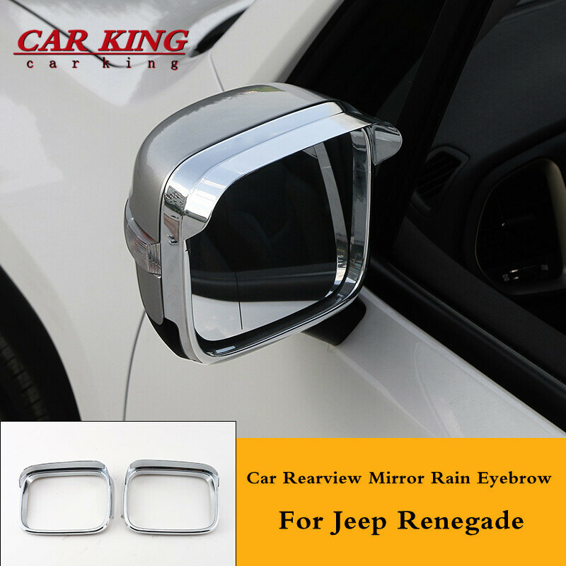 ABS Matte espelho retrovisor para Jeep Renegade, Block Rain e tampa do painel de sobrancelha, guarnição Car Styling acessórios, 2PCs, 2015, 2016, 2017