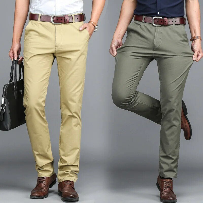 MRMT 2024 nuovissimi pantaloni Casual da uomo a vita alta pantaloni puri per pantaloni a tubo dritto sottile in cotone maschile