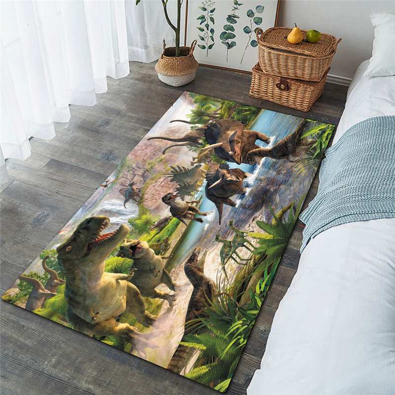 Dzieci dinozaur Shaggy antypoślizgowe maty podłogowe 3D dywan antypoślizgowy dywanik jadalnia salon miękkie dziecko mata do sypialni dywan Home 002