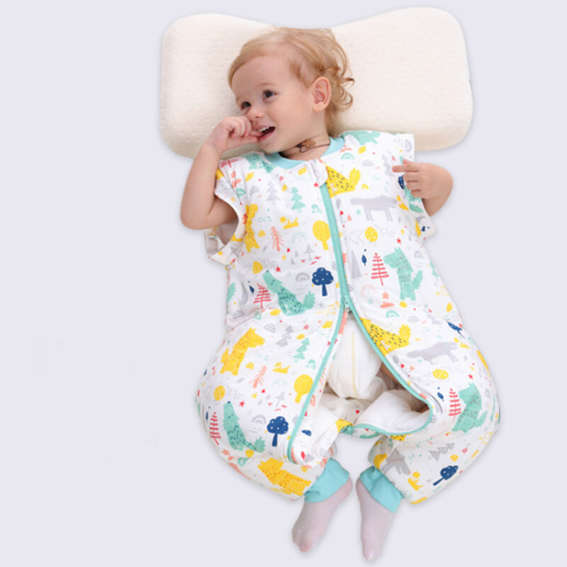 HappyFlute Bayi 100% Katun Kantong Tidur Lengan Panjang Musim Dingin Kartun Belahan Kaki Bayi Kain Fit 0 ~ 6 Tahun Bayi