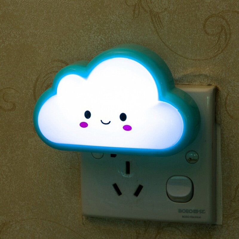 Miniluz LED de noche para niños, lámpara de luz nocturna con enchufe estadounidense, Nube de dibujos animados, 110V-220V, iluminación para sala de estar y dormitorio