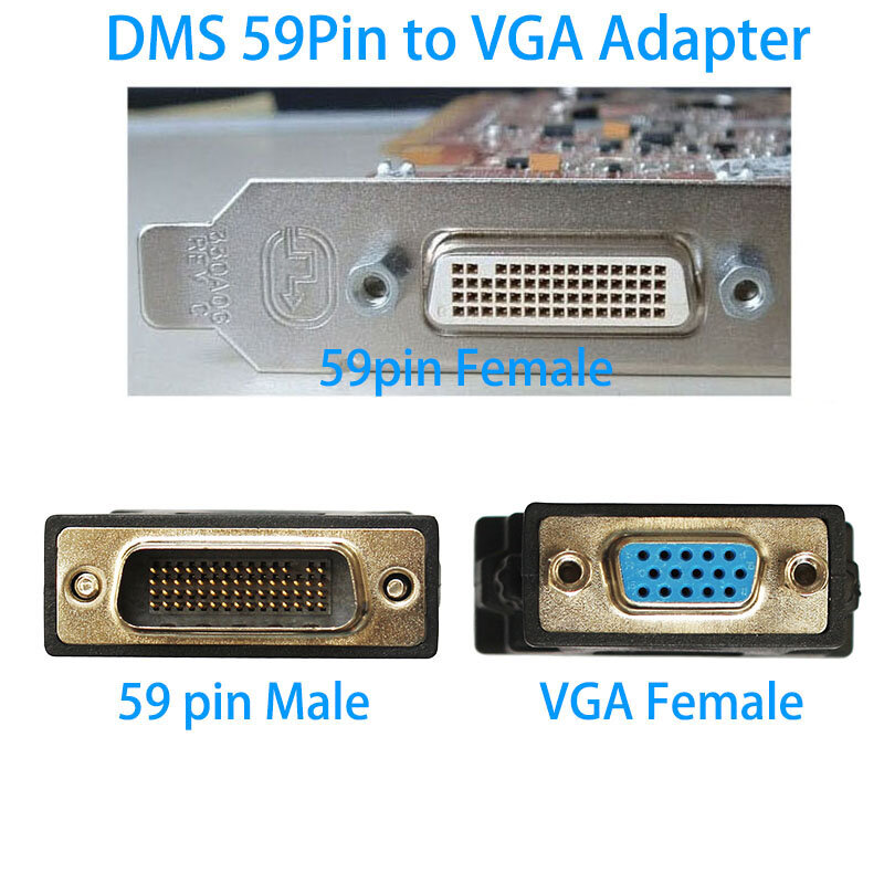 Adaptateur 59 broches vers VGA mâle vers femelle DMS-59 vers VGA pour carte vidéo, 1 pièce