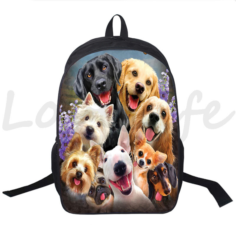 Mochila Kawaii de perro Bulldog para niños y niñas, morral escolar de perro Husky, mochilas para ordenador portátil de Pastor Alemán, Boston Terrier