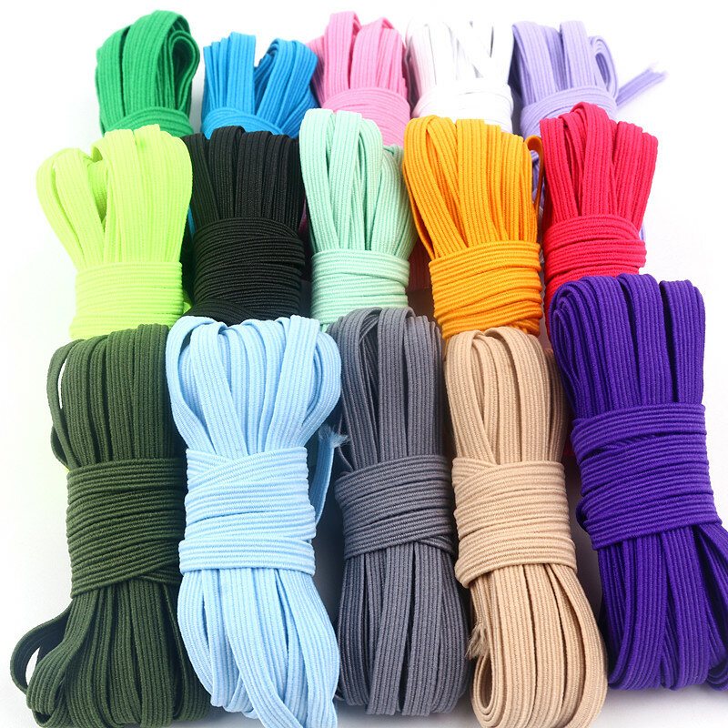 Banda elástica de poliéster para costura, banda de goma de Color para el hogar, accesorios de costura, 6mm, 5m