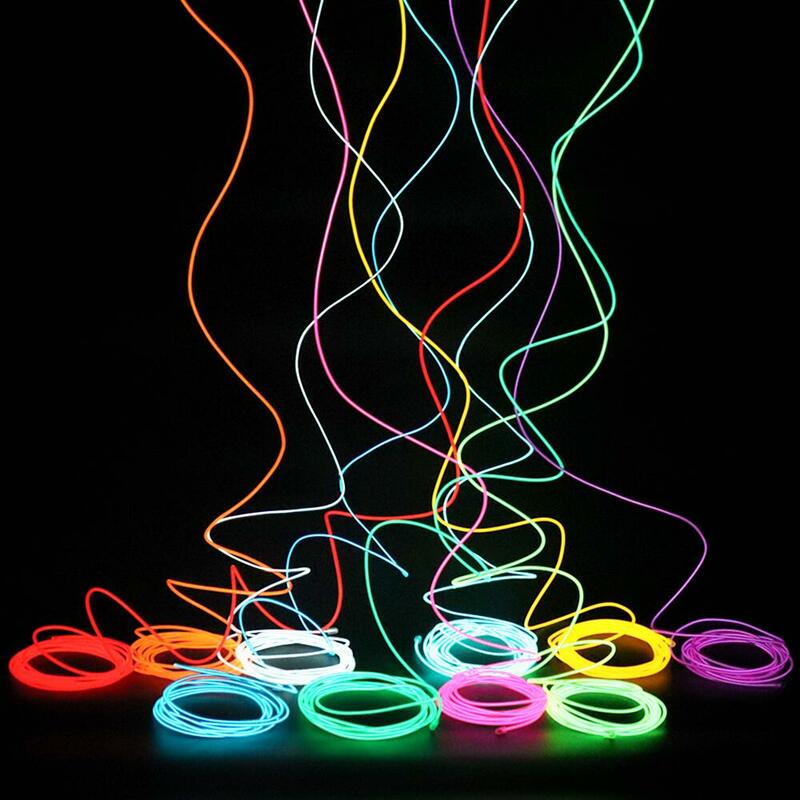 ยืดหยุ่นนีออนไฟ1M/2M/3M/5M/10M EL สายไฟ Led neon Dance Party ตกแต่งบรรยากาศโคมไฟ RopeTube กันน้ำ Multicolor Led Strip