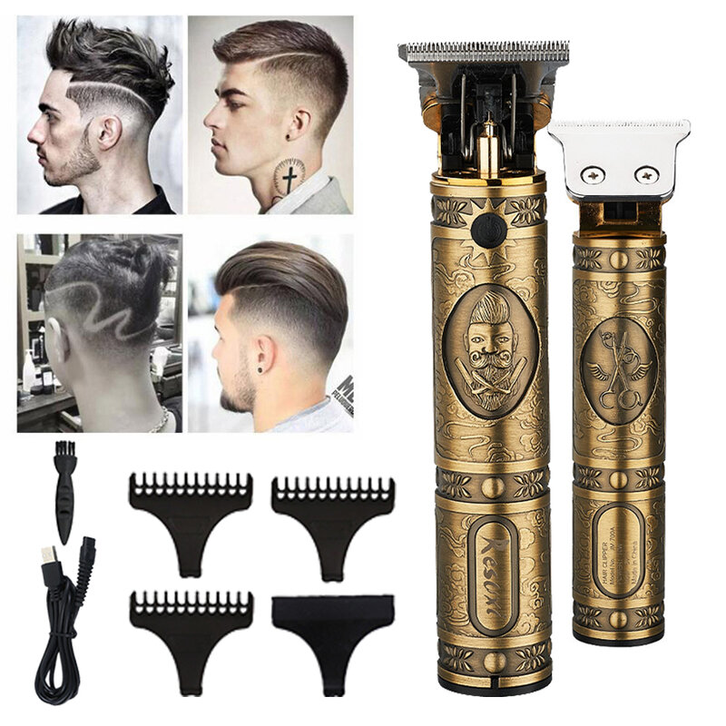 Cortadora de pelo profesional eléctrica recargable, cortadora de pelo para hombres, Afeitadora eléctrica sin cable ajustable
