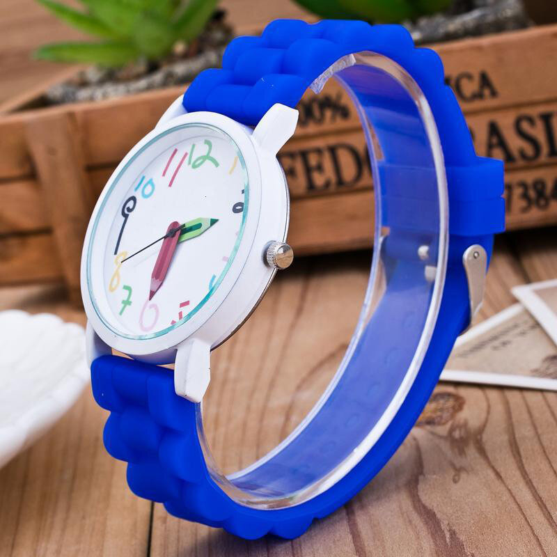 Siliconen Horloges Kinderen Potlood Pointer Student Horloge Quartz Horloges Gift Horloges FS99