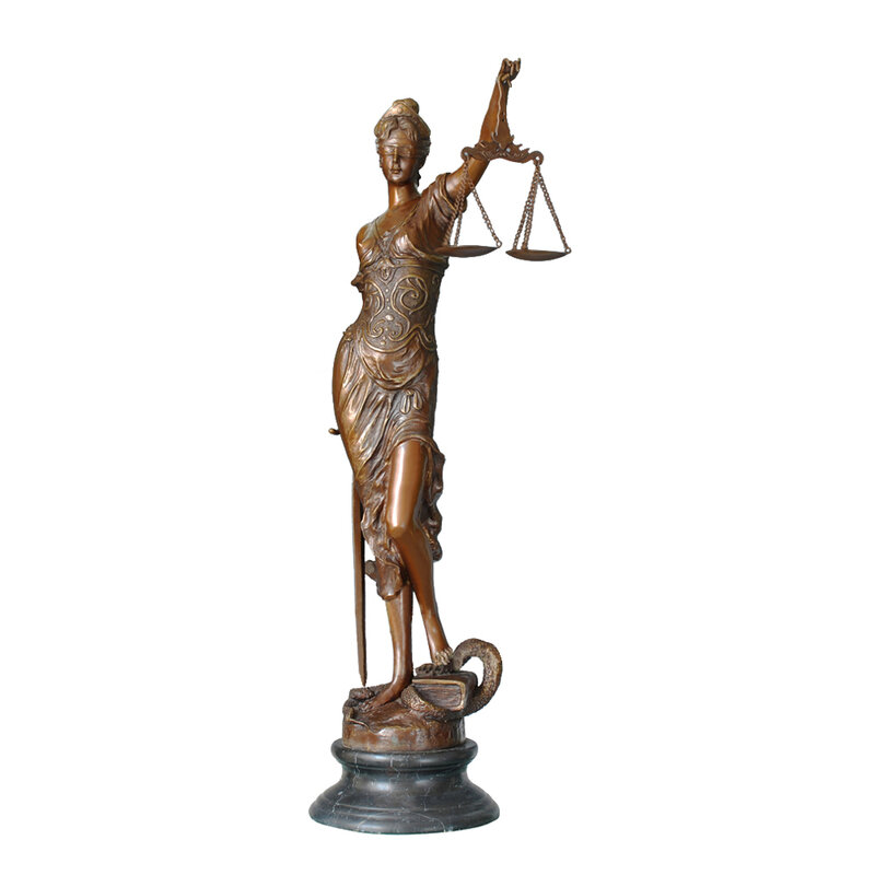 Statue en bronze de la célèbre dame grecque, statue de la justice, sculpture de la déesse de la Justitia, décor de sol intérieur, 98cm