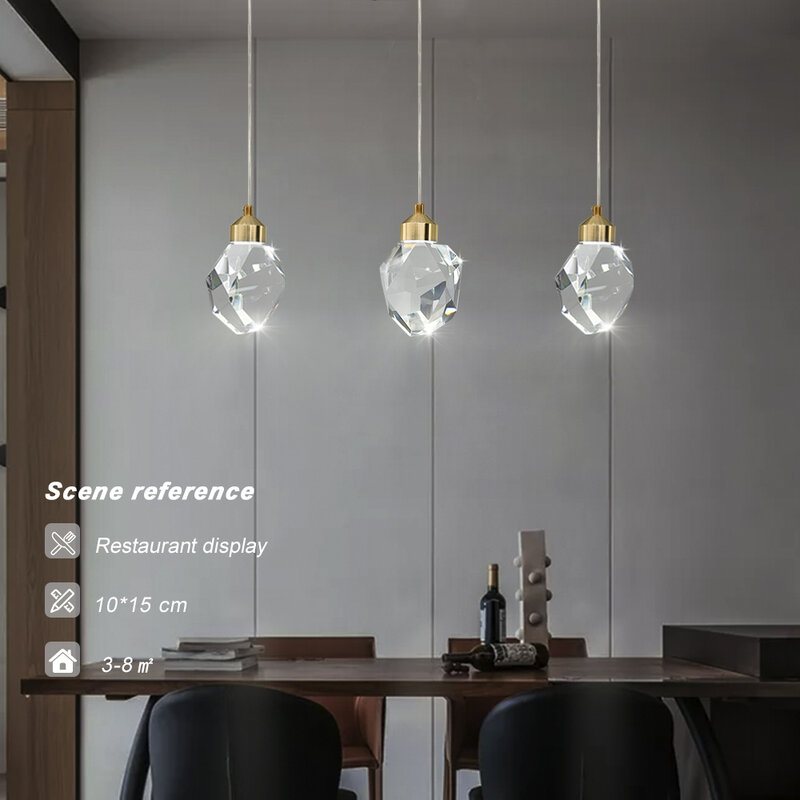 ArtSub-Lampes suspendues modernes à LED, éclairage intérieur en verre de cristal, chambre à coucher, cuisine, bar, corps en cuivre, AC 220V