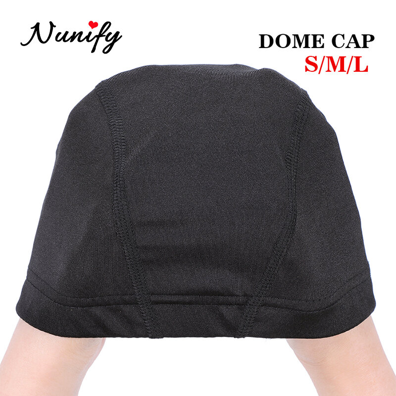 Nunify 1 Pcs S M L Spandex Topi Kubah untuk Bonnet Perruque Hitam Hairnet Topi Kubah Kolam Wig Aksesoris grosir