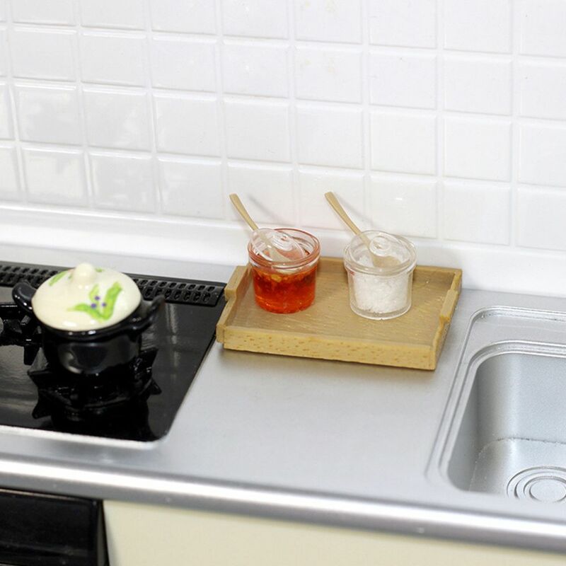 Mini bandeja e colher para casa de bonecas, 1:12 mini prato para boneca bjd blyth acessórios de utensílios de cozinha